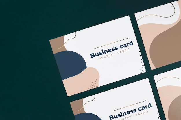 PSD top view business card mockup