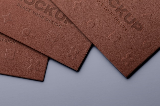 PSD top view business card mockup