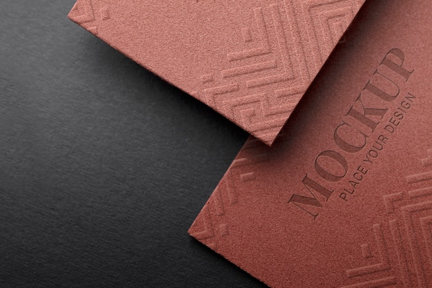 PSD top view business card mockup