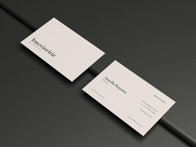 Top view business card mockup