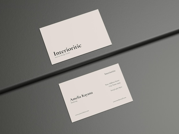 Top view business card mockup