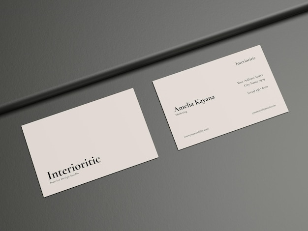 Top view business card mockup