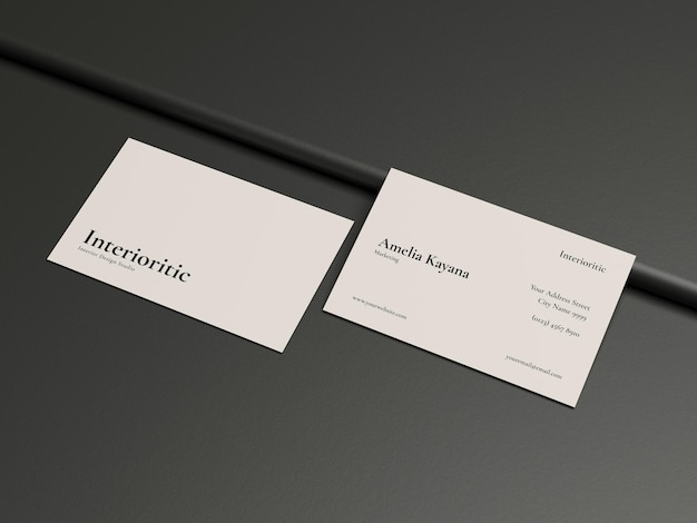 Top view business card mockup