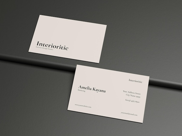 Top view business card mockup