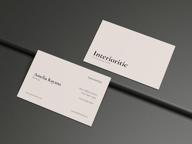 Top view business card mockup