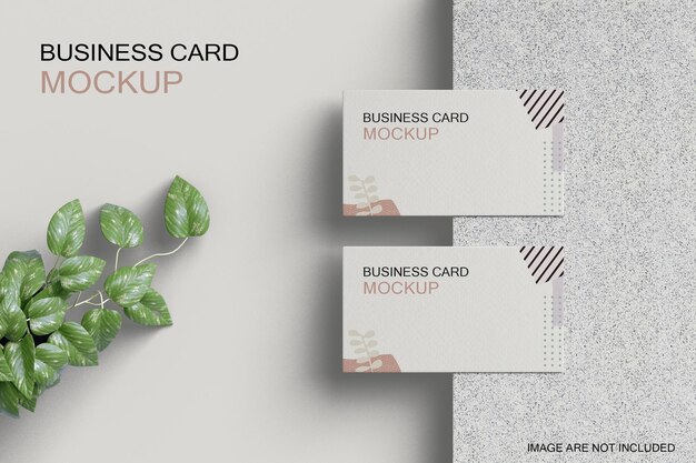 Top view business card with floral leaf mockup