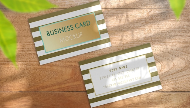 PSD top view of business cards mockup