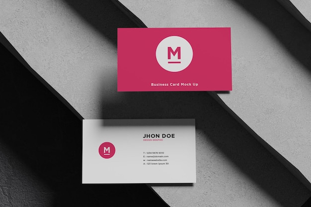 top view business cards mockup