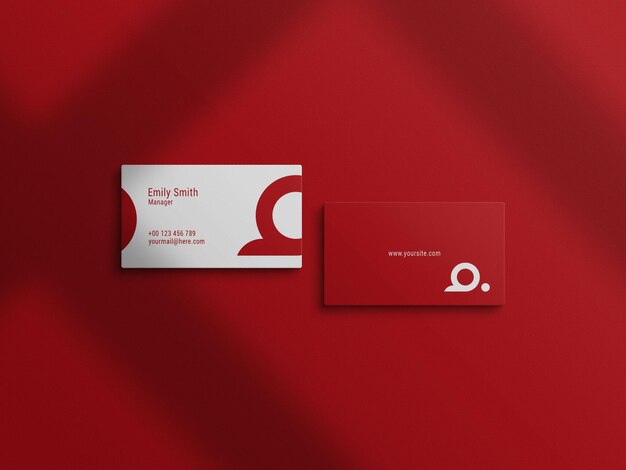 Top View Bussiness card red mockup