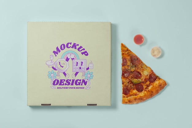 PSD top view of cardboard fast food packaging mock-up design