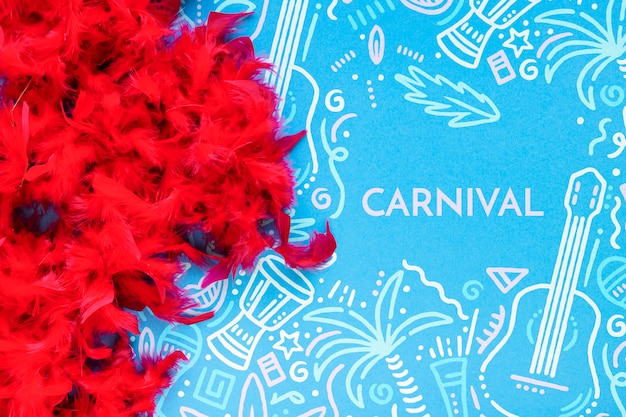 PSD top view of carnival red feathers