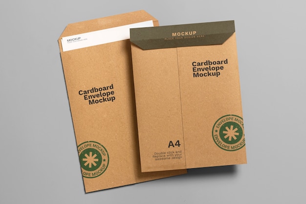 PSD top view carton envelopes mockup