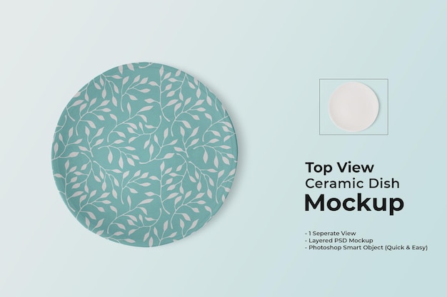 PSD mockup di piatto in ceramica vista dall'alto