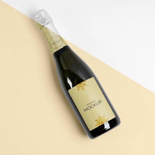 PSD top view champagne mock-up