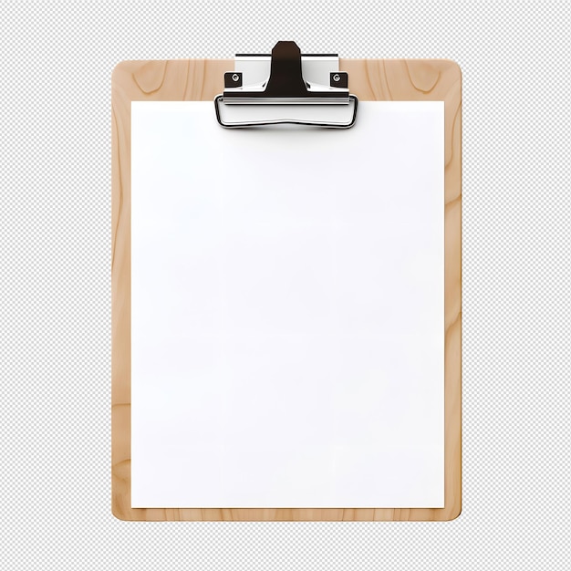 PSD top view of checklist or clipboard without background ready for mockup