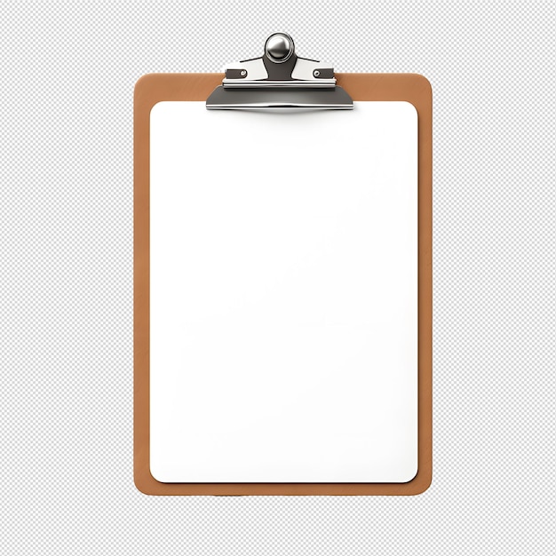 Top view of checklist or clipboard without background ready for mockup