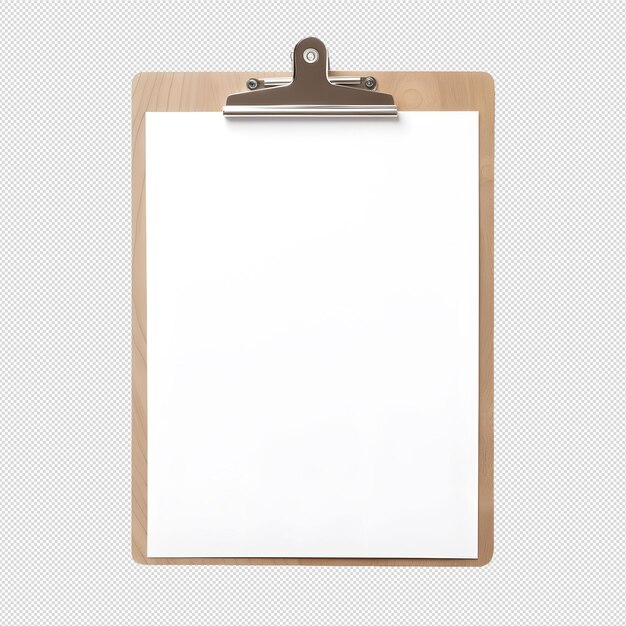 Top view of checklist or clipboard without background ready for mockup