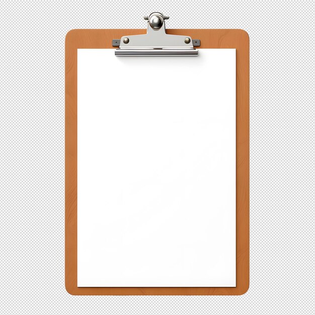 PSD top view of checklist or clipboard without background ready for mockup