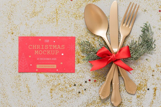 Top view christmas decoration mock-up