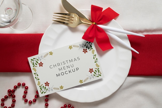 PSD top view on christmas menu mockup