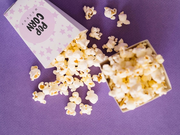 Top view of cinema popcorn