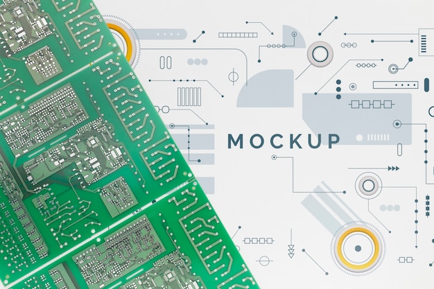 Top view circuit boards mockup