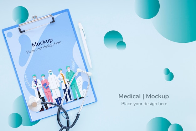 top view clipboard with nurses and doctors