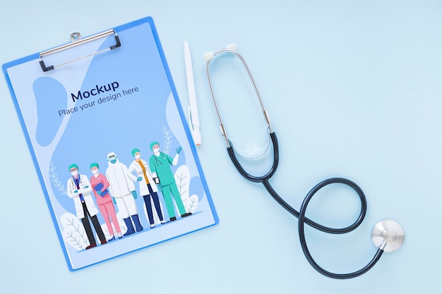 PSD top view clipboard with nurses and doctors