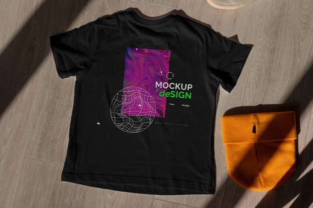 PSD top view clothing arrangement mockup