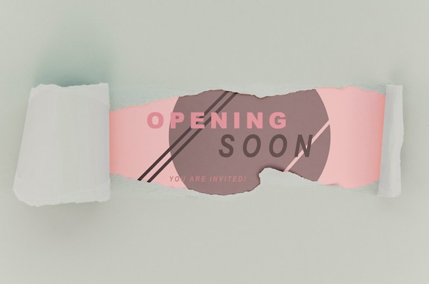 top view clothing store opening soon mock-up on paper