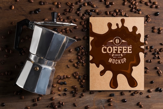 PSD top view of coffee concept mock-up