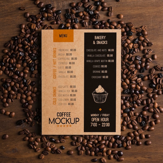 Top view of coffee concept mock-up