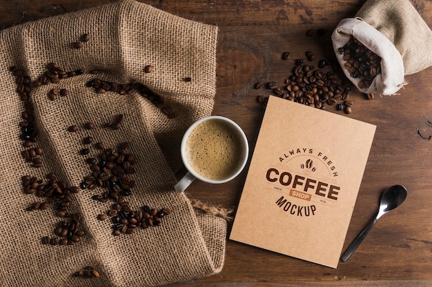 top view of coffee concept mock-up