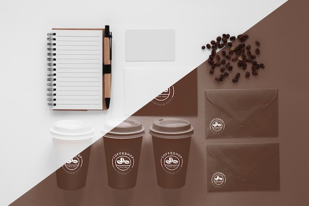 Top view of coffee concept mock-up