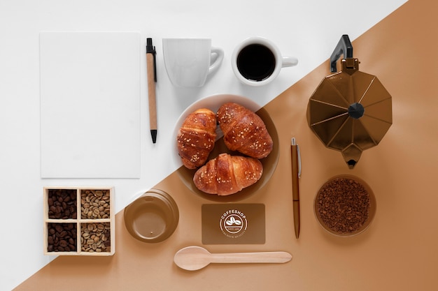 Top view of coffee concept mock-up