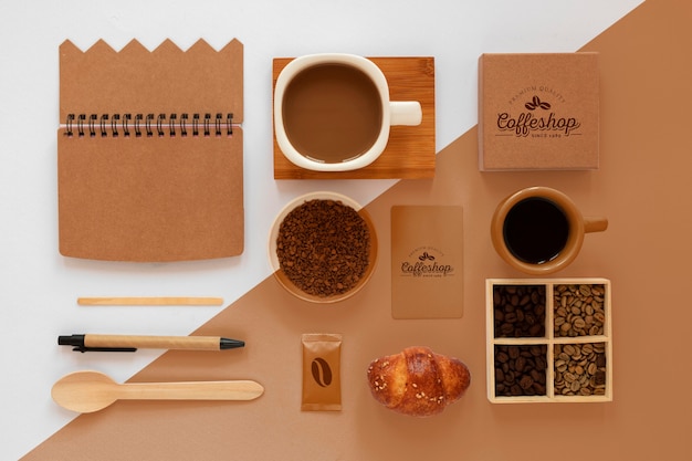 PSD top view of coffee concept mock-up