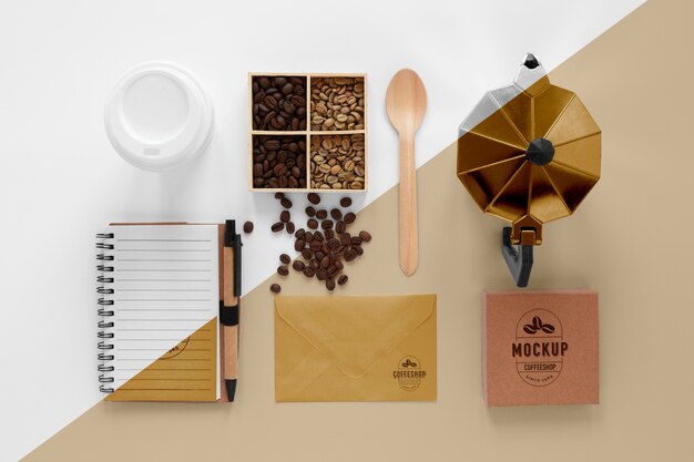 Top view of coffee concept mock-up