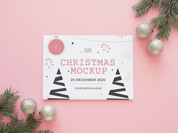 PSD top view composition of christmas eve elements mock-up