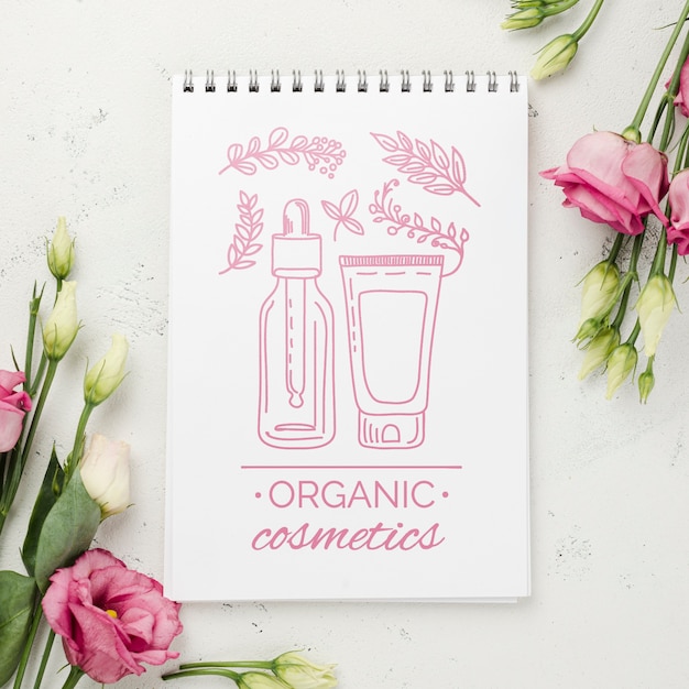 top view cosmetics mockup