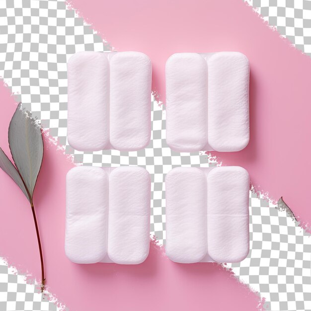 Top view of cotton pads in a pack on a transparent background