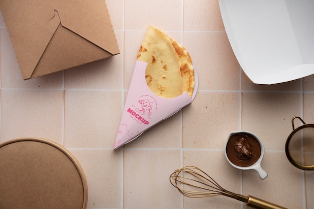 Top view crepe packaging mockup