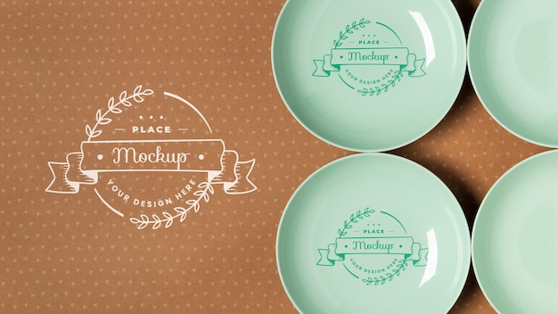 Top view of crockery concept mock-up