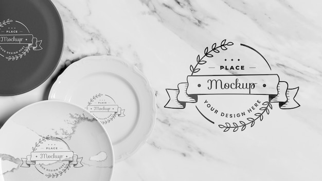 Top view of crockery concept mock-up