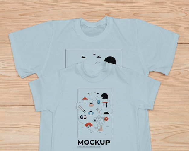 Top view of cute t-shirt concept mock-up