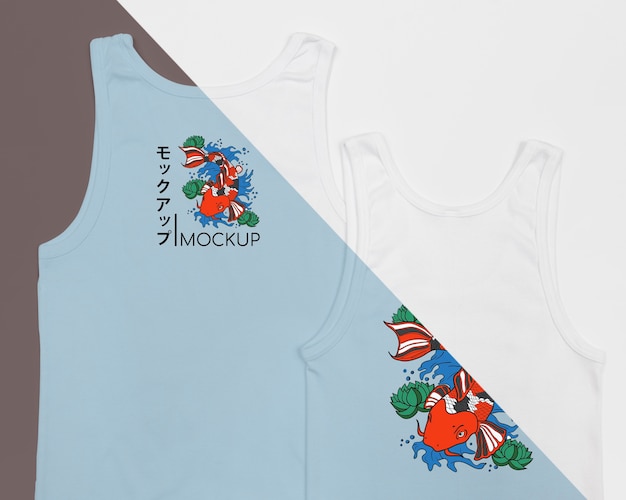 PSD top view of cute t-shirt concept mock-up