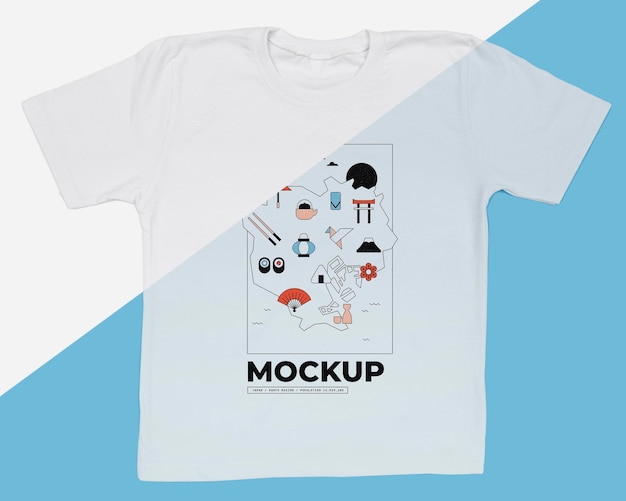 Top view of cute t-shirt concept mock-up