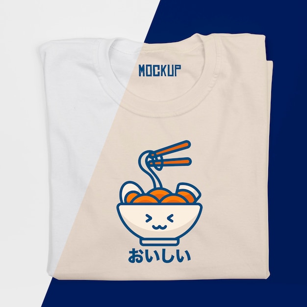 Vista dall'alto del simpatico mock-up del concetto di t-shirt