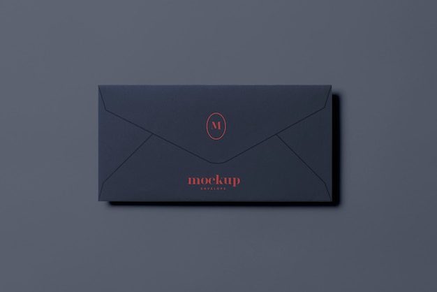 Top view on dark envelope mockup