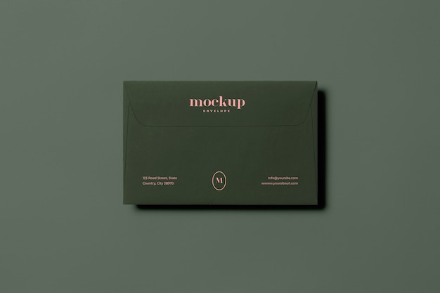 PSD top view on dark envelope mockup