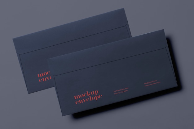 Top view on dark envelope mockup